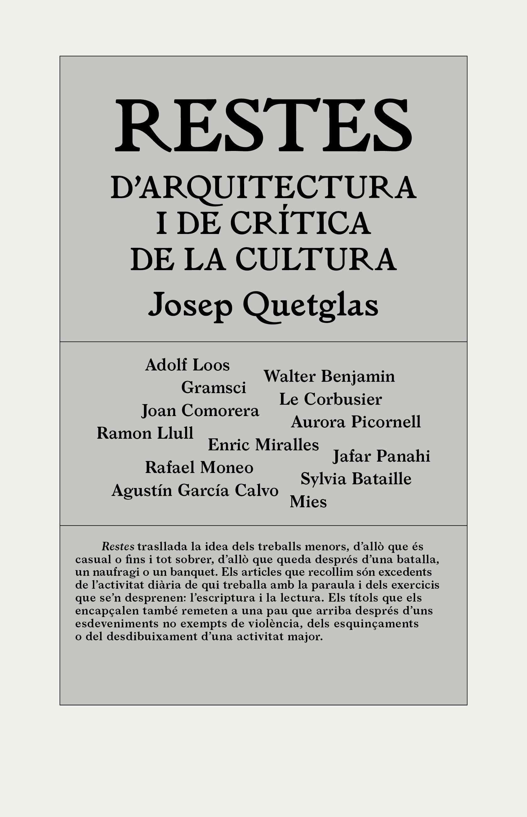 RESTES D'ARQUITECTURA I DE CRÍTICA DE LA CULTURA